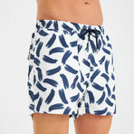 Brush Stroke Men's Swimsuit // Blue, White (M)