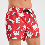 Arctic Animal Pattern Men's Swimsuit // Red, White, Black (M)