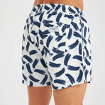 Brush Stroke Men's Swimsuit // Blue, White (M)