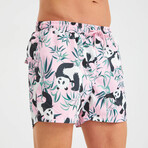 Panda Pattern Men's Swimsuit // Black, White, Pink (2XL)