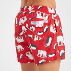 Arctic Animal Pattern Men's Swimsuit // Red, White, Black (M)