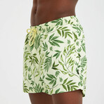 Leaf Pattern Men's Swimsuit // Green (S)