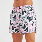 Panda Pattern Men's Swimsuit // Black, White, Pink (M)