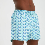 Abstract Geometric Pattern Men's Swimsuit // Turquiose (M)