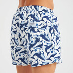 Whale Pattern Men's Swimsuit // Blue, White (L)