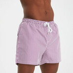 Striped Men's Swimsuit // Lilac, Purple (L)