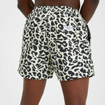 Leopard Pattern Men's Swimsuit // Black, Crème (S)