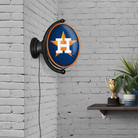 Houston Astros // Oval Rotating Lighted Wall Sign (Oval Dark Blue)