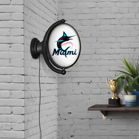 Miami Marlins // Oval Rotating Lighted Wall Sign (Oval White)