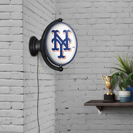 New York Mets // Oval Rotating Lighted Wall Sign (Oval White)