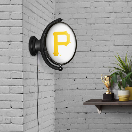 Pittsburgh Pirates // Oval Rotating Lighted Wall Sign (Oval White)
