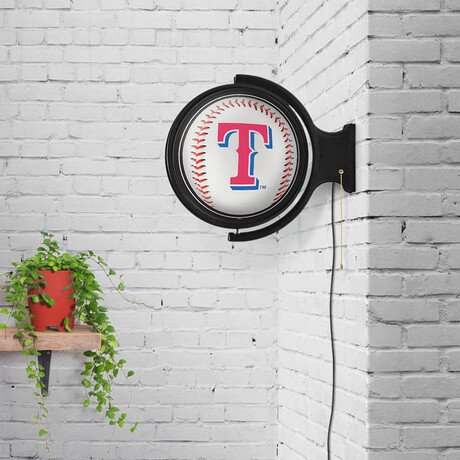 Texas Rangers // Round Rotating Lighted Wall Sign (Original)
