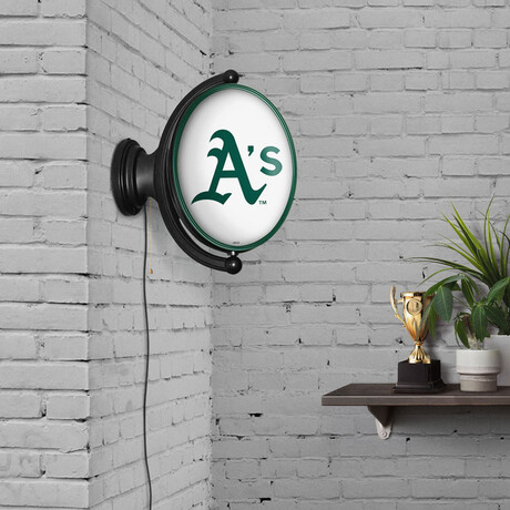 Oakland Athletics // Oval Rotating Lighted Wall Sign (Oval White)