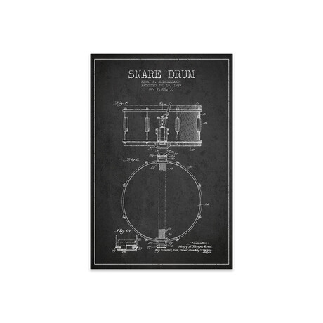 Drum // Charcoal Patent Blueprint Print // Aged Pixel