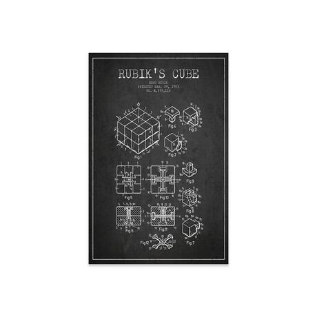 Rubik Dark // Patent Blueprint Print // Aged Pixel