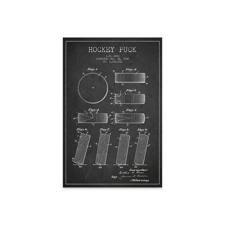 Hockey Puck // Charcoal Patent Blueprint Print // Aged Pixel