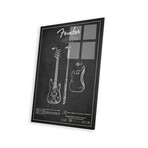 Bass Guitar // Charcoal Patent Blueprint Print // Aged Pixel