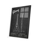 Gibson Electric Guitar // Charcoal Patent Blueprint Print // Aged Pixel