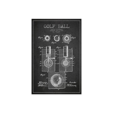 Golf Ball // Charcoal Patent Blueprint Print // Aged Pixel