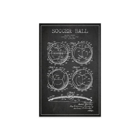 Bartky Soccer Ball // Charcoal Patent Blueprint Print // Aged Pixel