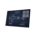 Airplane // Navy Blue Patent Blueprint Print // Aged Pixel