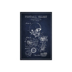 Football Helmet // Navy Blue Patent Blueprint Print // Aged Pixel