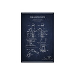 Microscope // Navy Blue Patent Blueprint Print // Aged Pixel