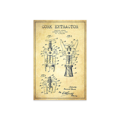 Corkscrew Vintage // Patent Blueprint Print // Aged Pixel