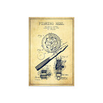 Fishing Reel Vintage // Patent Blueprint Print // Aged Pixel