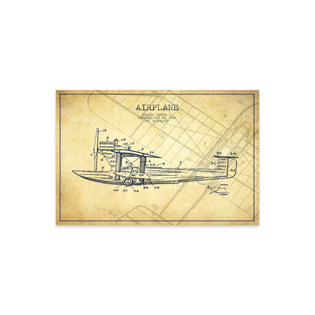 Airplane Vintage // Patent Blueprint Print // Aged Pixel