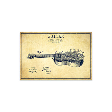 Guitar Vintage // Patent Blueprint Print // Aged Pixel