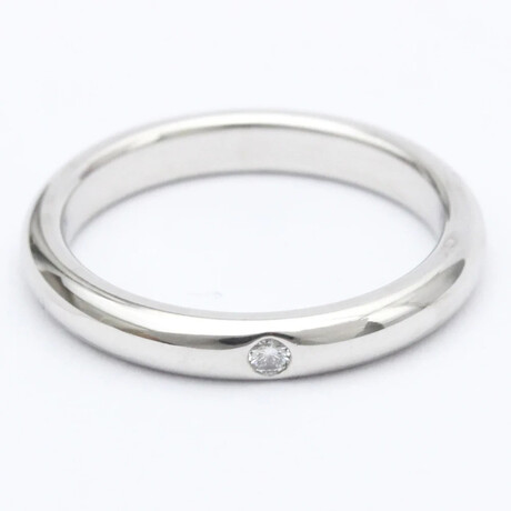 Tiffany & Co. Platinum Stacking Band Ring With Diamond // Ring Size: 5 // Store Display