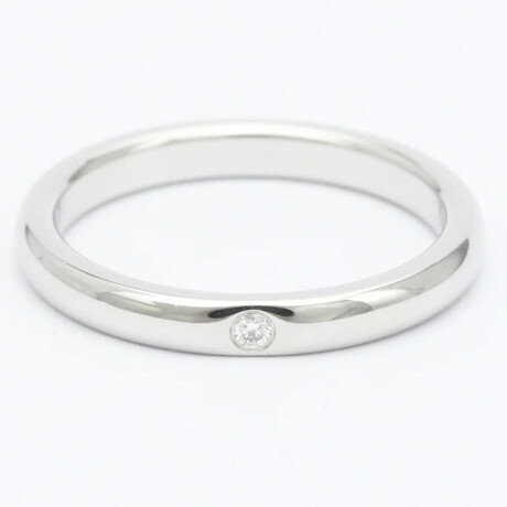 Tiffany & Co. Platinum Stacking Band Ring With Diamond // Ring Size: 7-7.5 // Store Display