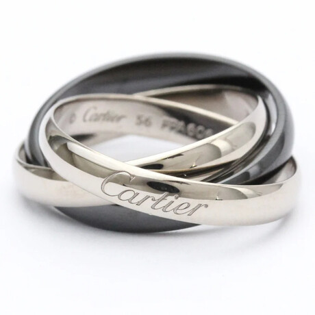 Cartier Ceramic + 18k White Gold Trinity Ring // Ring Size: 7.5 // Store Display