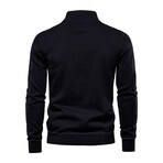 Plaid Quarter Zip Sweater // Black (S)