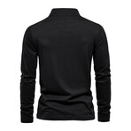 Long Sleeve Quarter Zip Polo Shirt // Black (M)