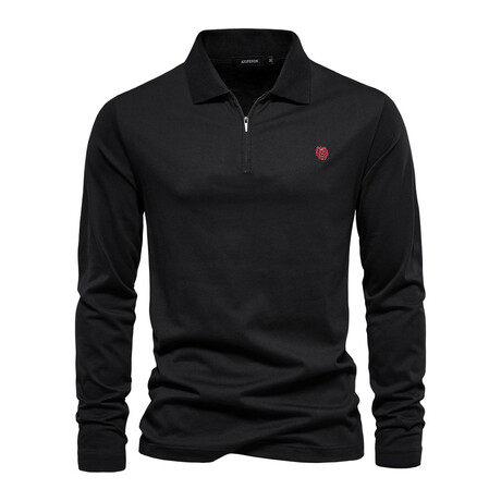 PL212-BLACK // Long Sleeve Polo Shirt // Black (XS)