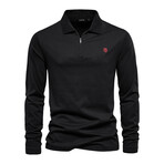 Long Sleeve Quarter Zip Polo Shirt // Black (XL)