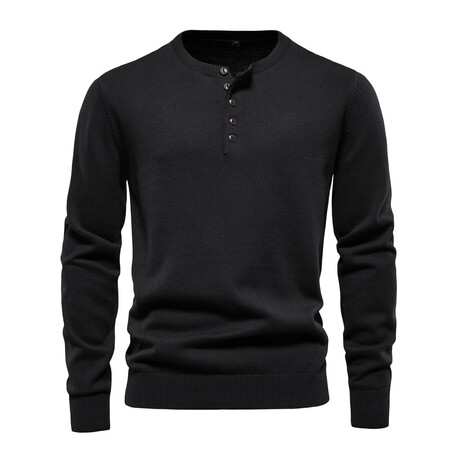 Henley Sweater // Black (XS)