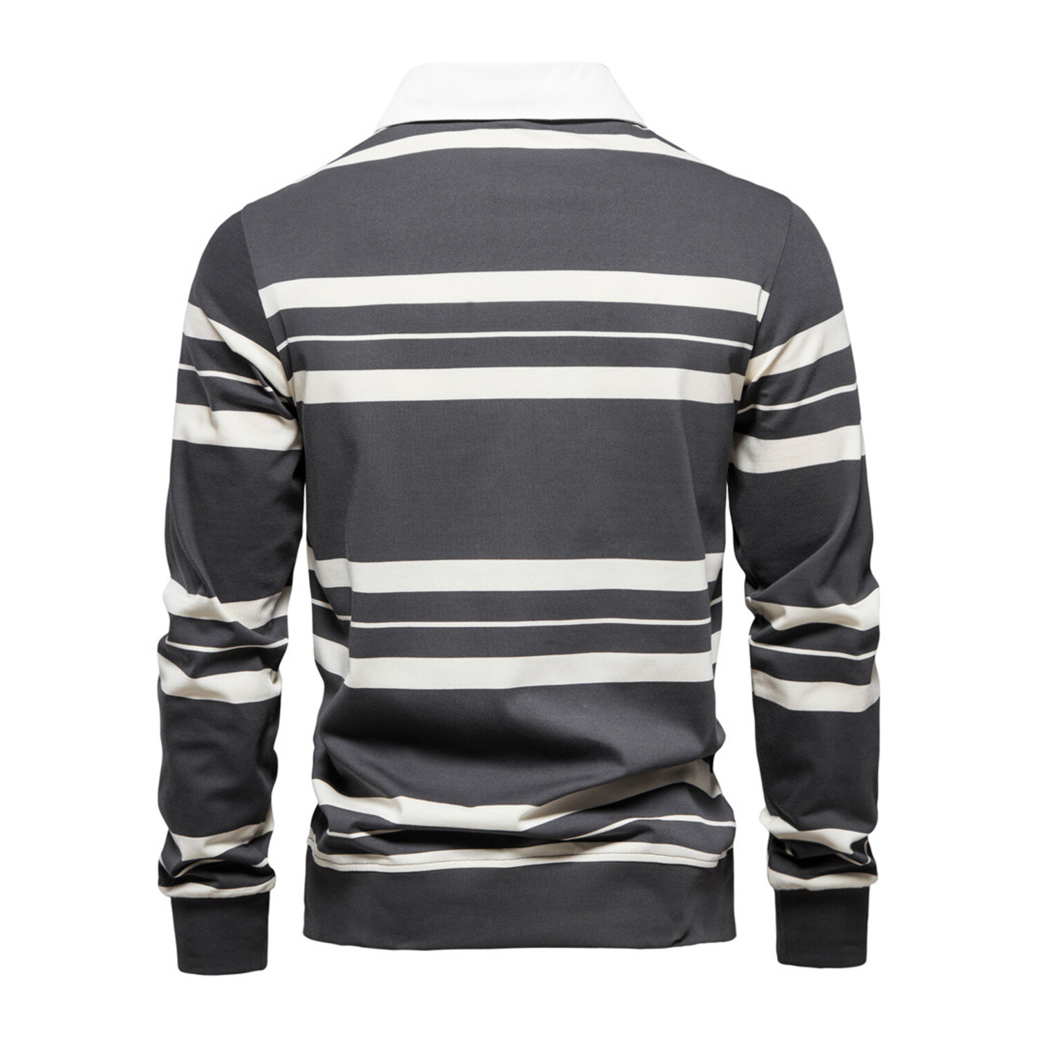 Striped Long Sleeve Polo Shirt // Dark Gray (XS) - Newvay Long & Short ...