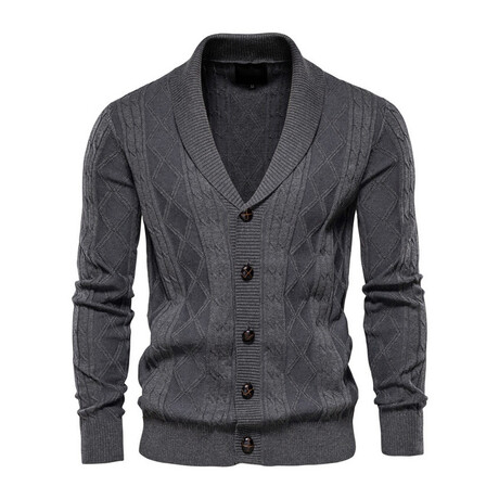 Cable Knit Cardigan // Dark Gray (XS)