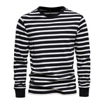 TS293-BLACK // Striped Long Sleeve Shirt // Black (XL)