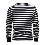 TS293-BLACK // Striped Long Sleeve Shirt // Black (M)