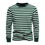 TS293-DARK-GREEN // Striped Long Sleeve Shirt // Dark Green (XS)