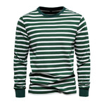 TS293-DARK-GREEN // Striped Long Sleeve Shirt // Dark Green (M)