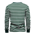 TS293-DARK-GREEN // Striped Long Sleeve Shirt // Dark Green (L)