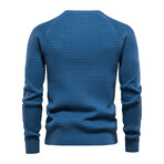 Textured Knit Sweater // Blue (XL)