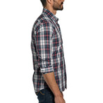 Kevin Long Sleeve Button Up Shirt // Navy + Red Check (2XL)