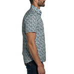 Vince Men's Short Sleeve Shirt // White + Blue Floral (S)