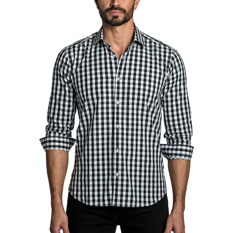 Matias Long Sleeve Button Up Shirt // White + Black (S)